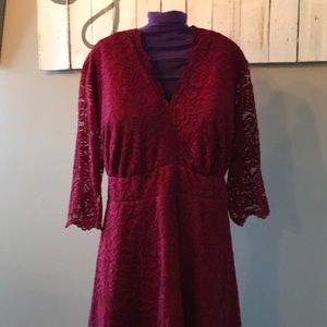 Kiyonna Lace overlay Tea Length dress